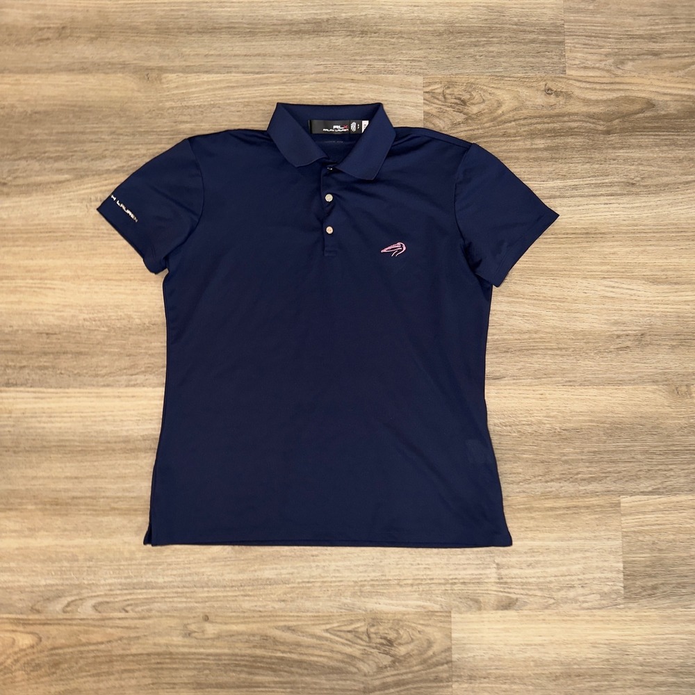 RLX Ralph Lauren Pelican Golf Club Polo Womens Small Navy Golf Shirt